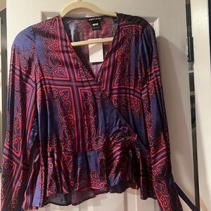 Scotch & Soda Women's Red and Blue Paisley Wrap Blouse
